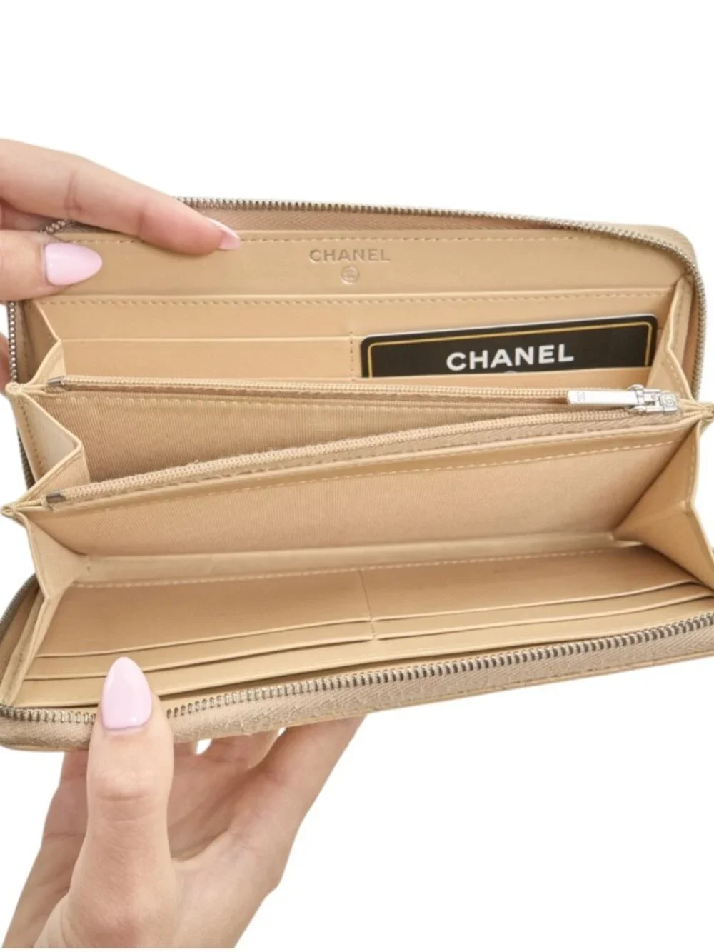 Chanel Quilted Caviar Leather Zip Wallet